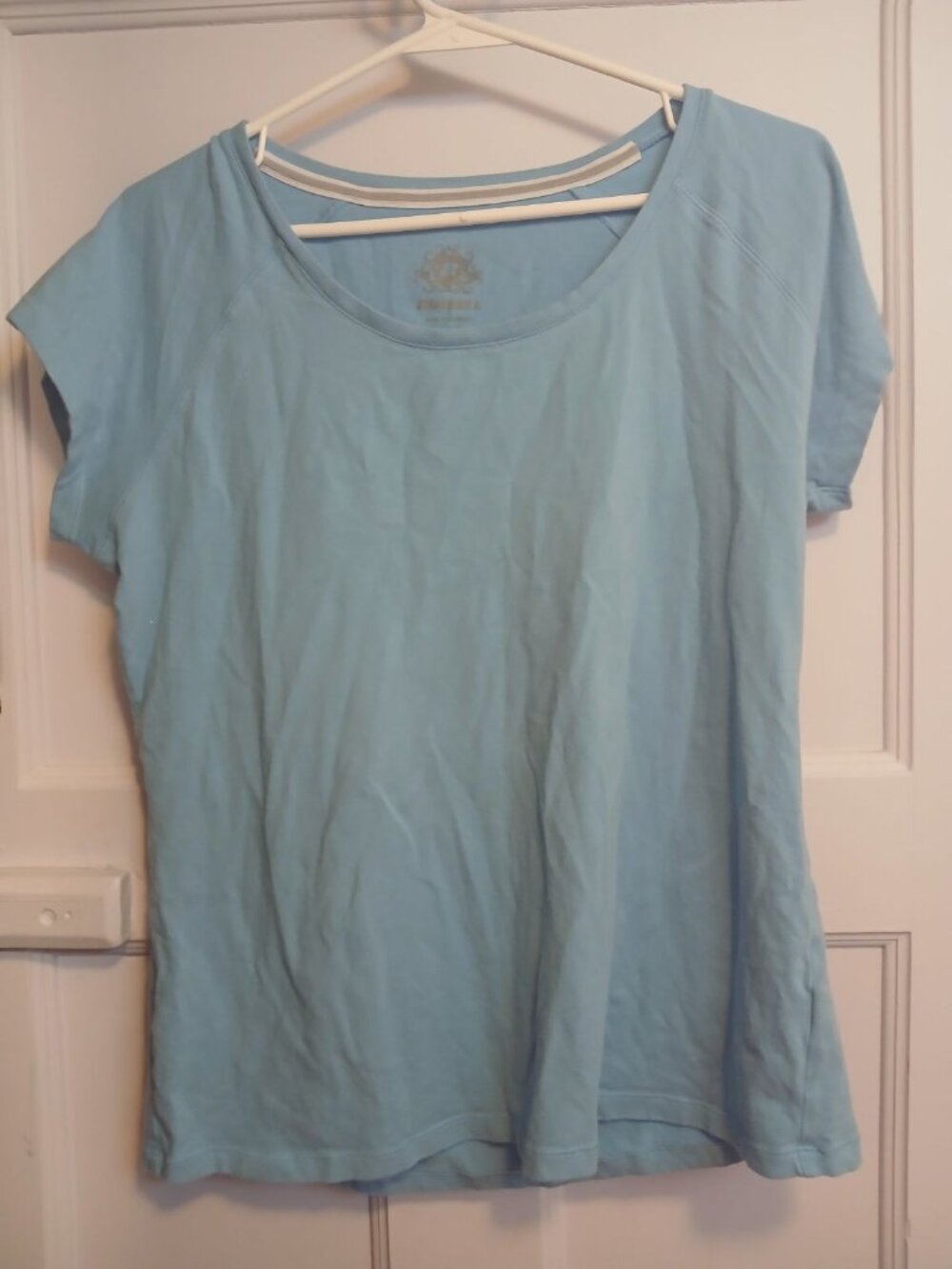 Russel Womens L Short Sleeve Blue Shirt